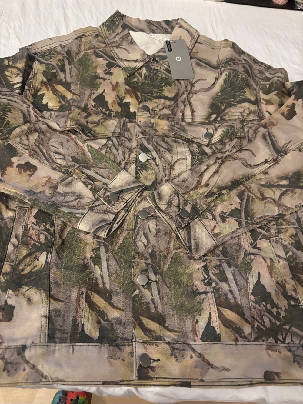 Camo Print Button-Up Jacket - Earth Tones